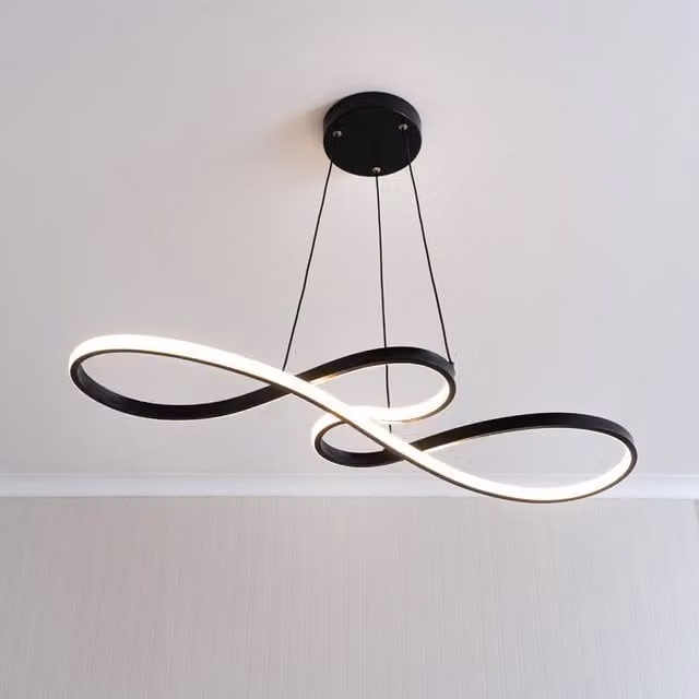 ValueLights Infinity Black Swirl Integrated LED Ceiling Flush or Pendant Light, Black, Dimmable with Remote Control