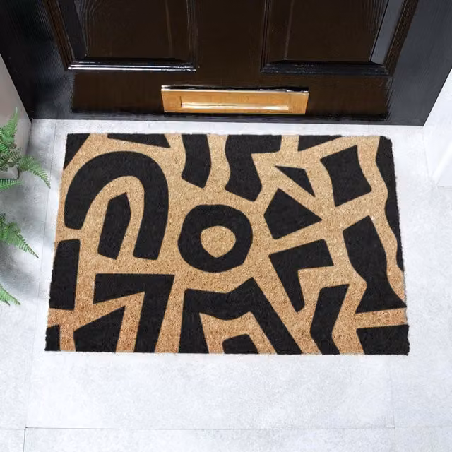 Artsy Mats Black Random Shapes Pattern Doormat, W: 60 cm, D: 40 cm – 1