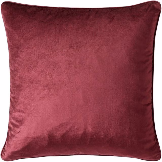 Laura Ashley Nigella Square Filled Cushion in Red Velvet and Cotton, W/D/H: 50 x 50 x 50 cm