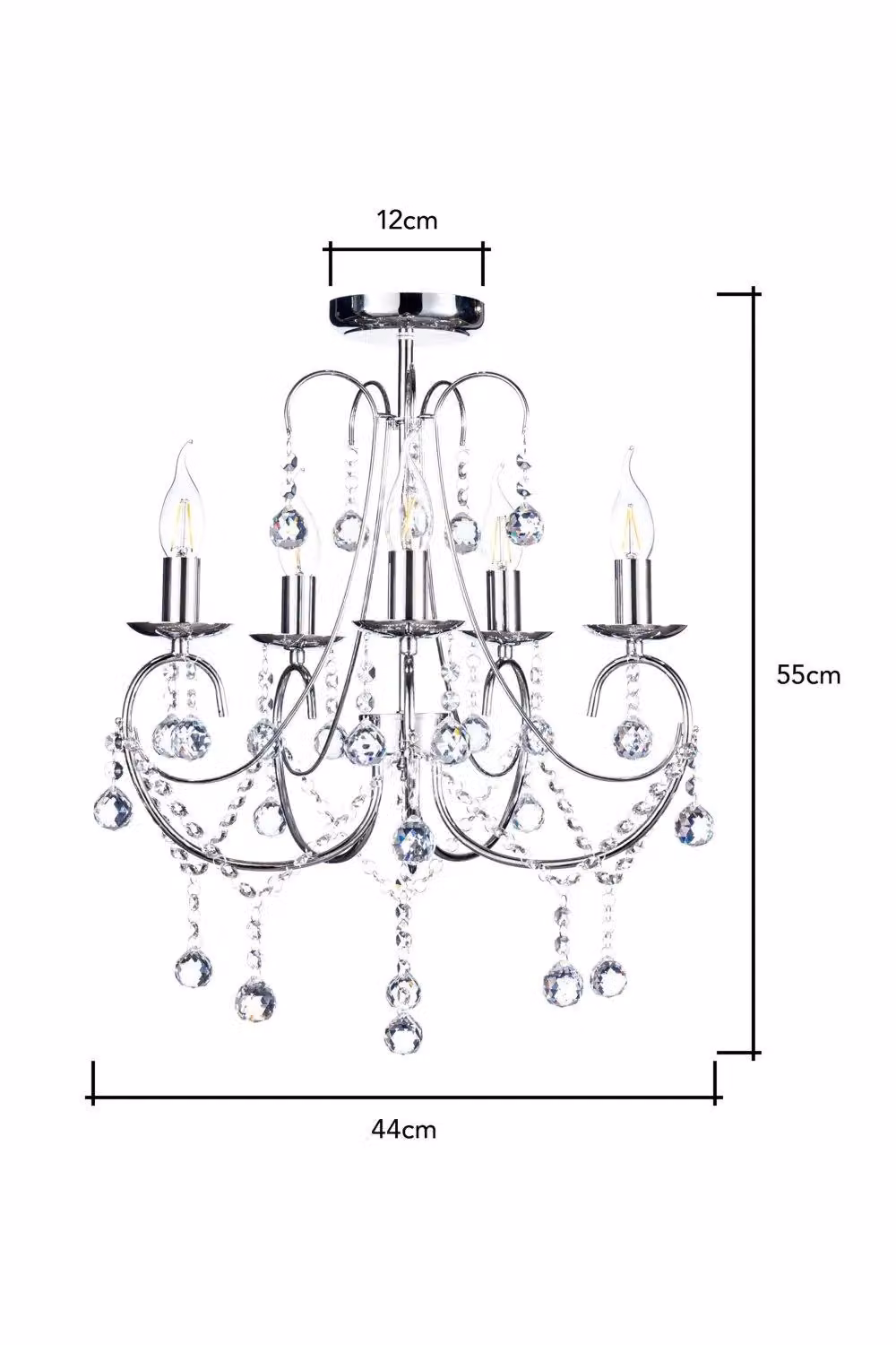 BHS Lighting Sapparia Crystal Chandelier in Silver and Chrome – 3