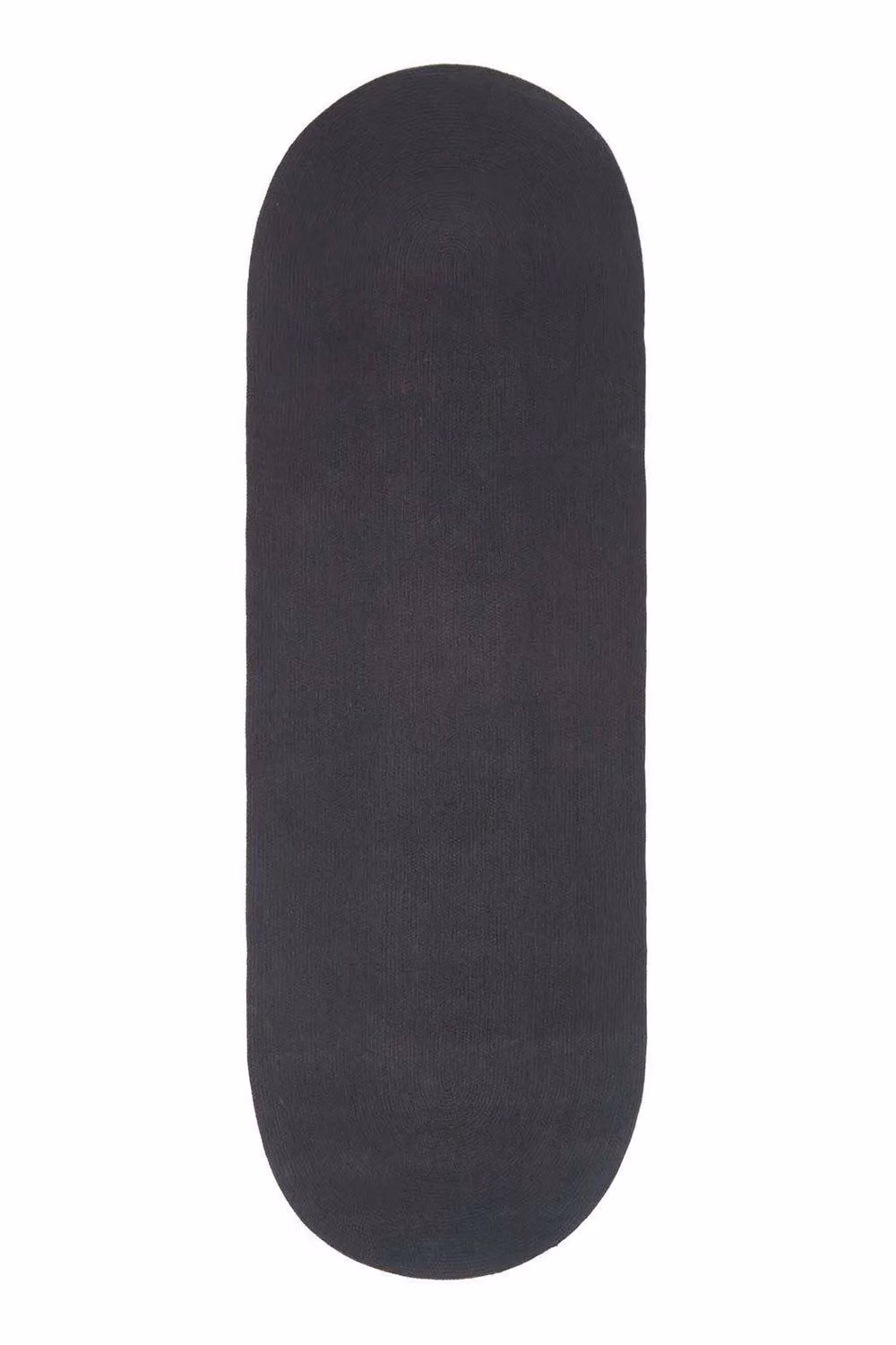 Homescapes Black Handmade Braided Oval Cotton Hallway and Living Room Rug, W: 66 cm, L: 200 cm – 2