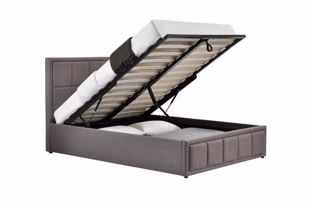 Birlea Hannover Upholstered Fabric Ottoman Bed Frame with Gas Lift Storage in Grey, W/D/H: 140 x 200 cm – 4