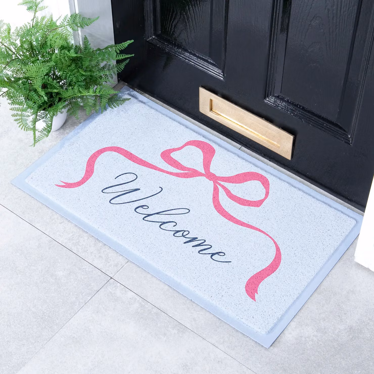 Artsy Mats Welcome Bow Indoor Outdoor Doormat in Blue, W/D: 70 x 40 cm – 2