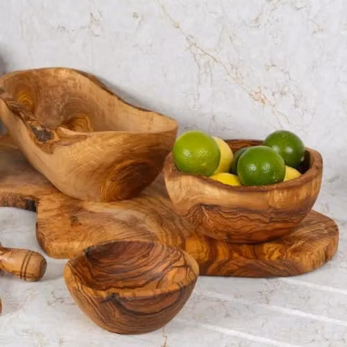 Verano Brown Solid Olive Wood Rustic Snack Boat Serving Dish, Length: 35 cm – 2