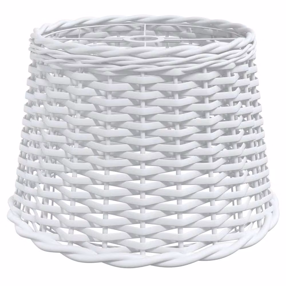 Berkfield Home Charming Round Wicker Ceiling Lamp Shade in White, W: 40 cm, H: 26 cm – 2