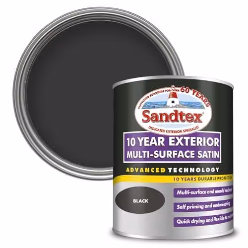 Sandtex Multi Surface Satin Paint, Black, 750ml