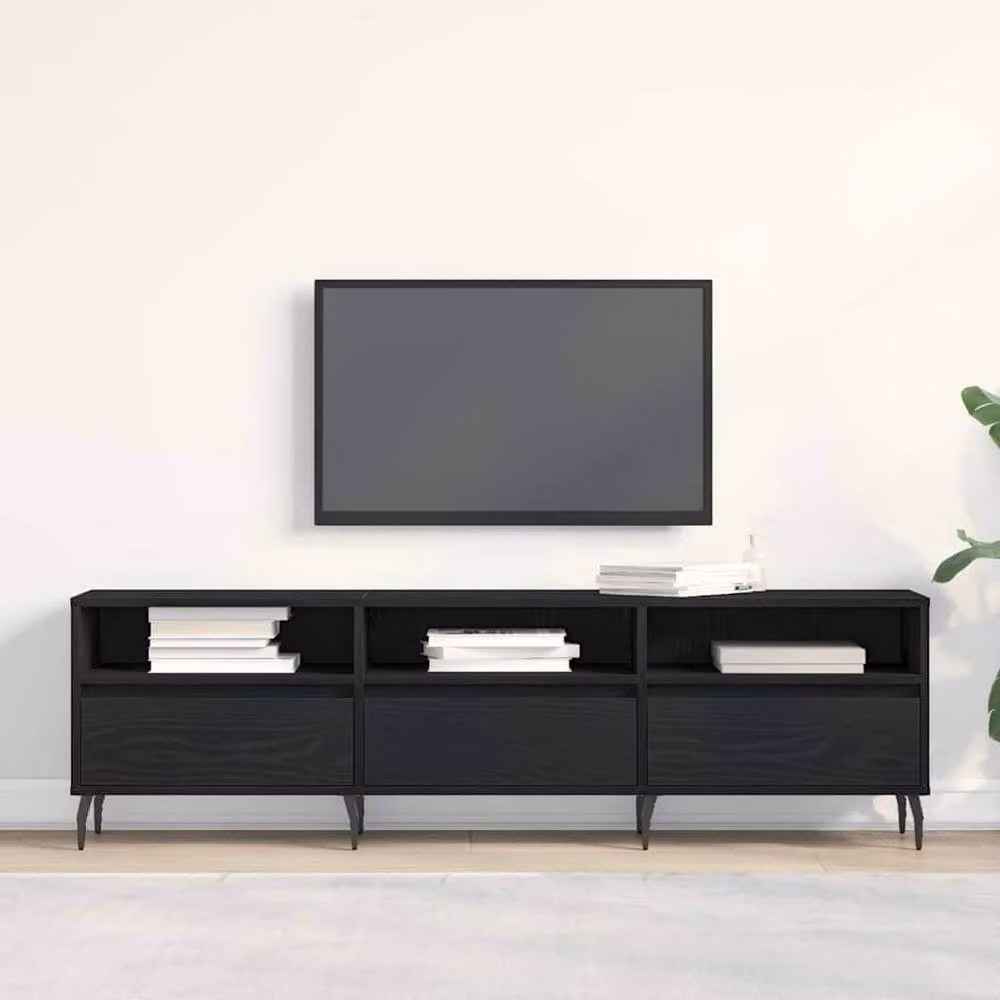 Berkfield Home Modern TV Cabinet in Black Oak, W: 150 cm, D: 30 cm, H: 44.5 cm – 2