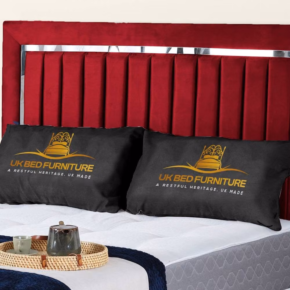 UK Bed Furniture Modern Upholstered Velvet Bed Frame in Red, W/D/H: 120 x 200 cm – 2