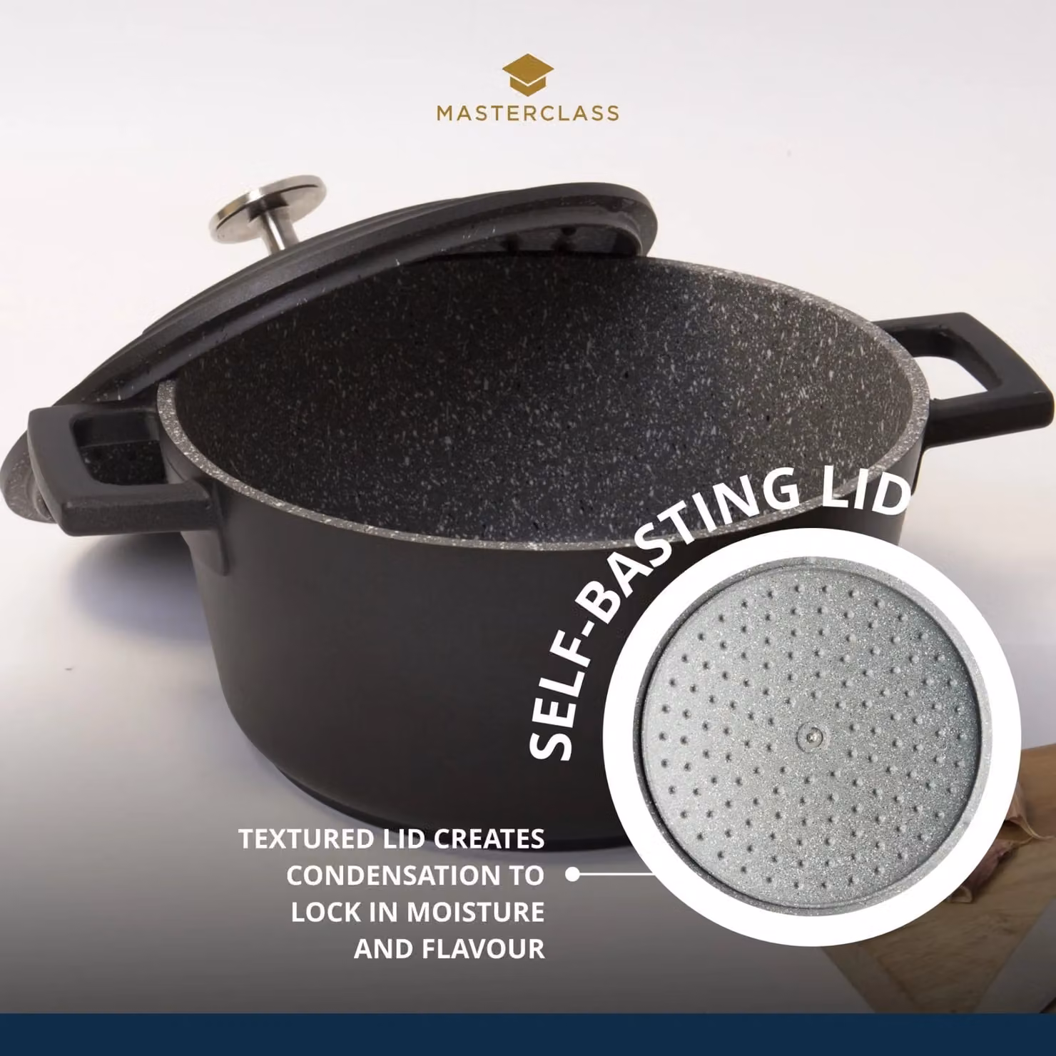 MasterClass Non-Stick Cast Aluminium 4 Litre Casserole Dish in Black – 6
