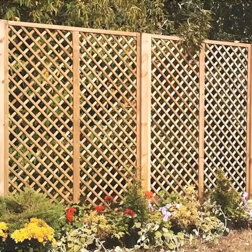 Primrose Brown Impregnated Wood Trellis Fence Panel for Outdoor Garden Privacy, H x W x D: 183 x 90 x 30 cm
