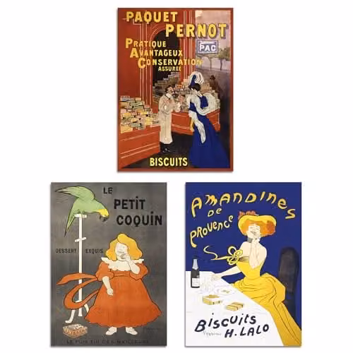 Artery8 Set of 3 Cappiello French Vintage Adverts Retro Wall Art Prints, Multicolour, A3 Size