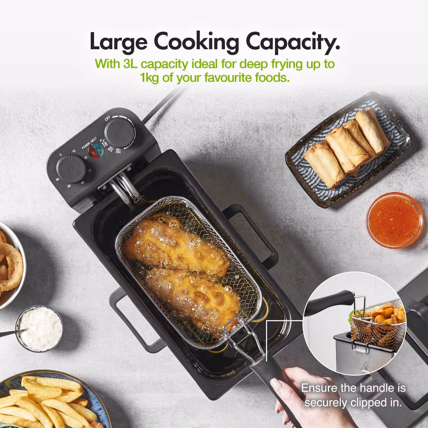 VonShef 2000W Deep Fat Fryer with 3L Capacity in Silver – 3