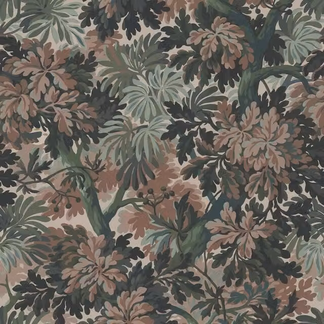 FORIS MAGNA Tourmaline Floral Art Nouveau Wallpaper in Green and Multicolour