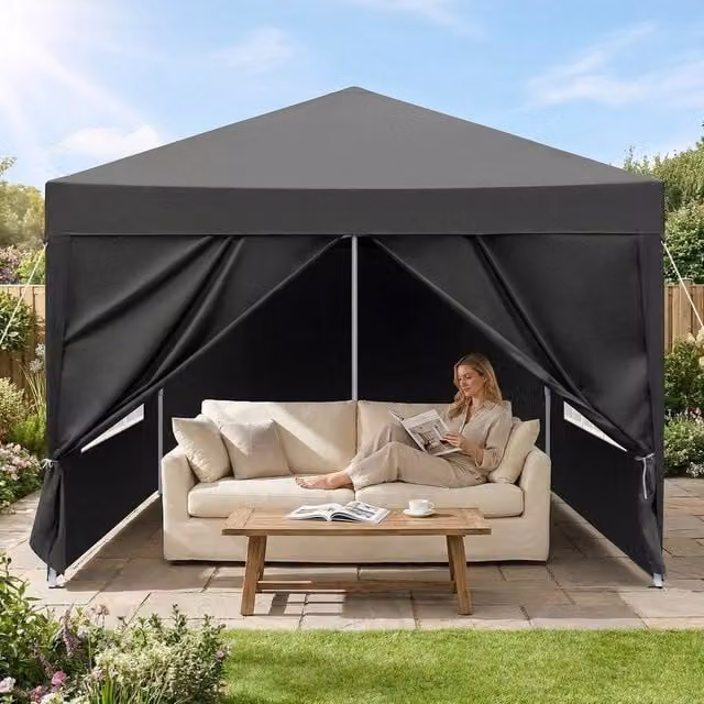 Kelvenix Heavy Duty Pop Up Waterproof Gazebo Marquee in Black