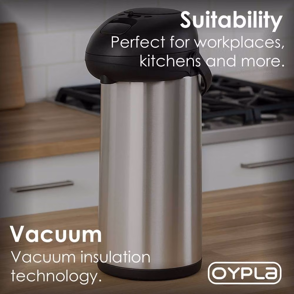 Oypla Stainless Steel Insulated Vacuum Thermal Airpot Flask, 5 l, Silver – 3