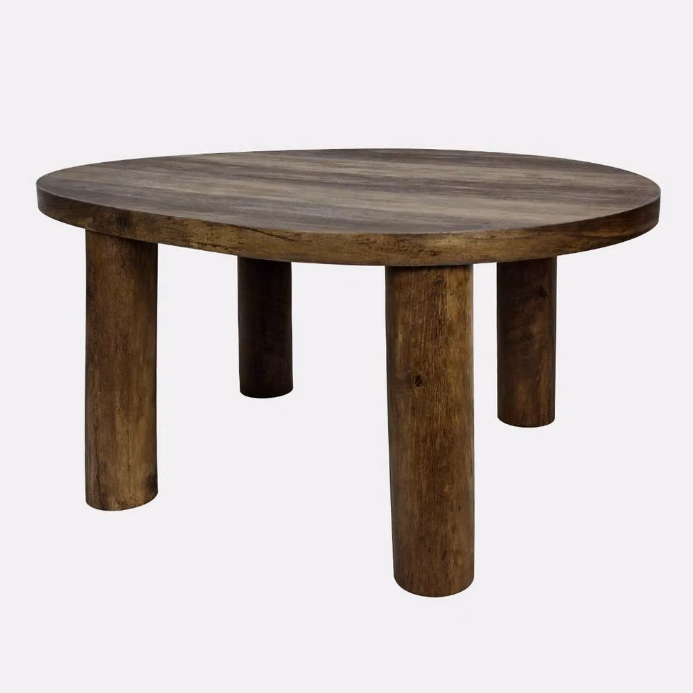OHS Round Minimalist MDF Laminate Coffee Table in Walnut Brown