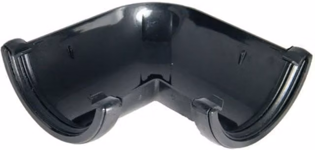 FloPlast Half Round Cast Iron Effect Gutter Angle, Black, 112mm, 90 Degree