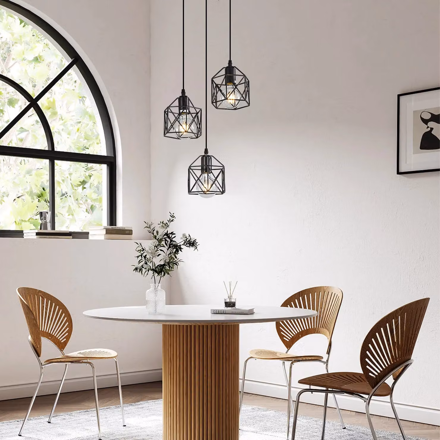 COMELY Three Head E27 Iron Diamond Ceiling Chandelier in Black – 4