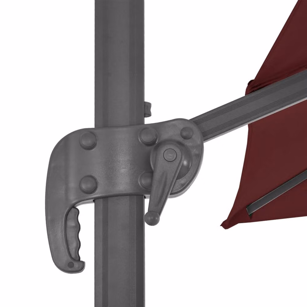 Berkfield Home Elegant Cantilever Garden Umbrella with Aluminium Pole, Bordeaux Red, W/D/H: 400 x 400 x 268 cm – 4