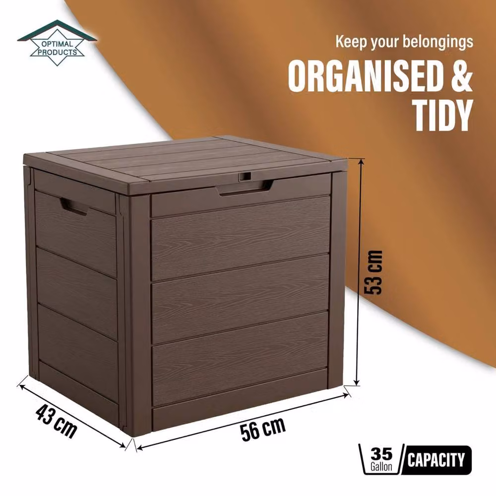 SPETLEK Large Brown Plastic Outdoor Garden Storage Box with Lock – 2