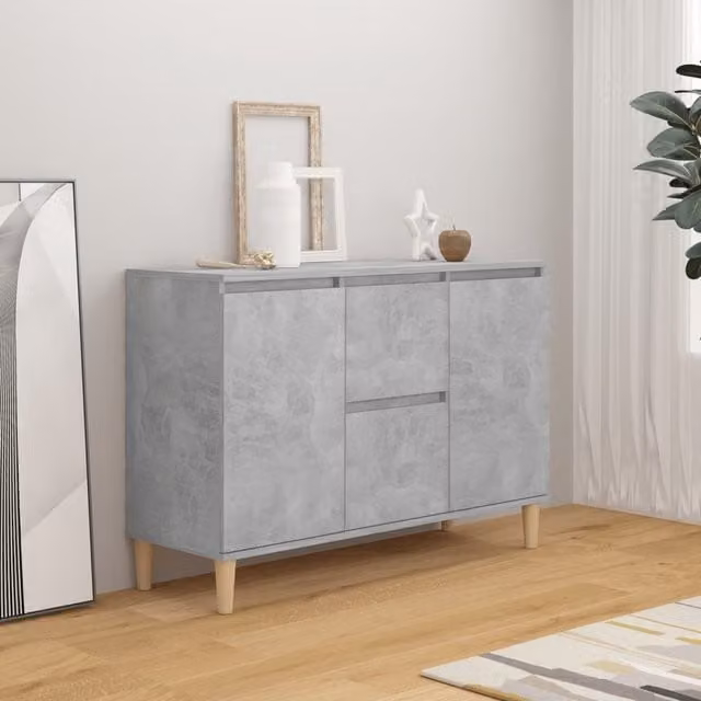 Berkfield Home Sideboard in Concrete Grey, W/D/H: 103.5 x 35 x 70 cm