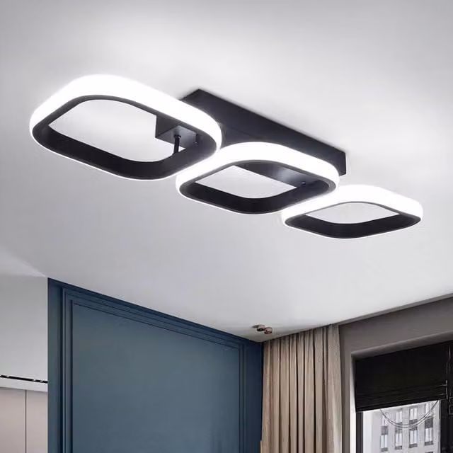 COMELY Modern Square LED Ceiling Light, Black, 33W, 6000K Cool White