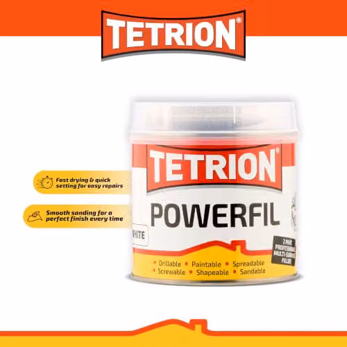 Tetrion White PowerFil 2kg Heavy-Duty Multi-Purpose Fast Setting Filler for Wood, Stone and Metal – 2