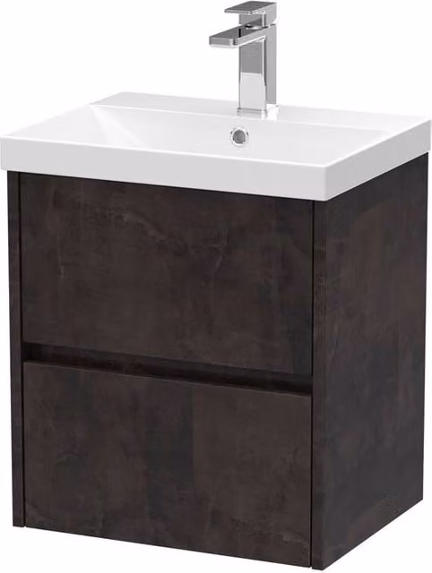 Balterley Chartley Contemporary 2 Drawer Wall Hung Vanity Basin Unit, Grey, Width: 50 cm
