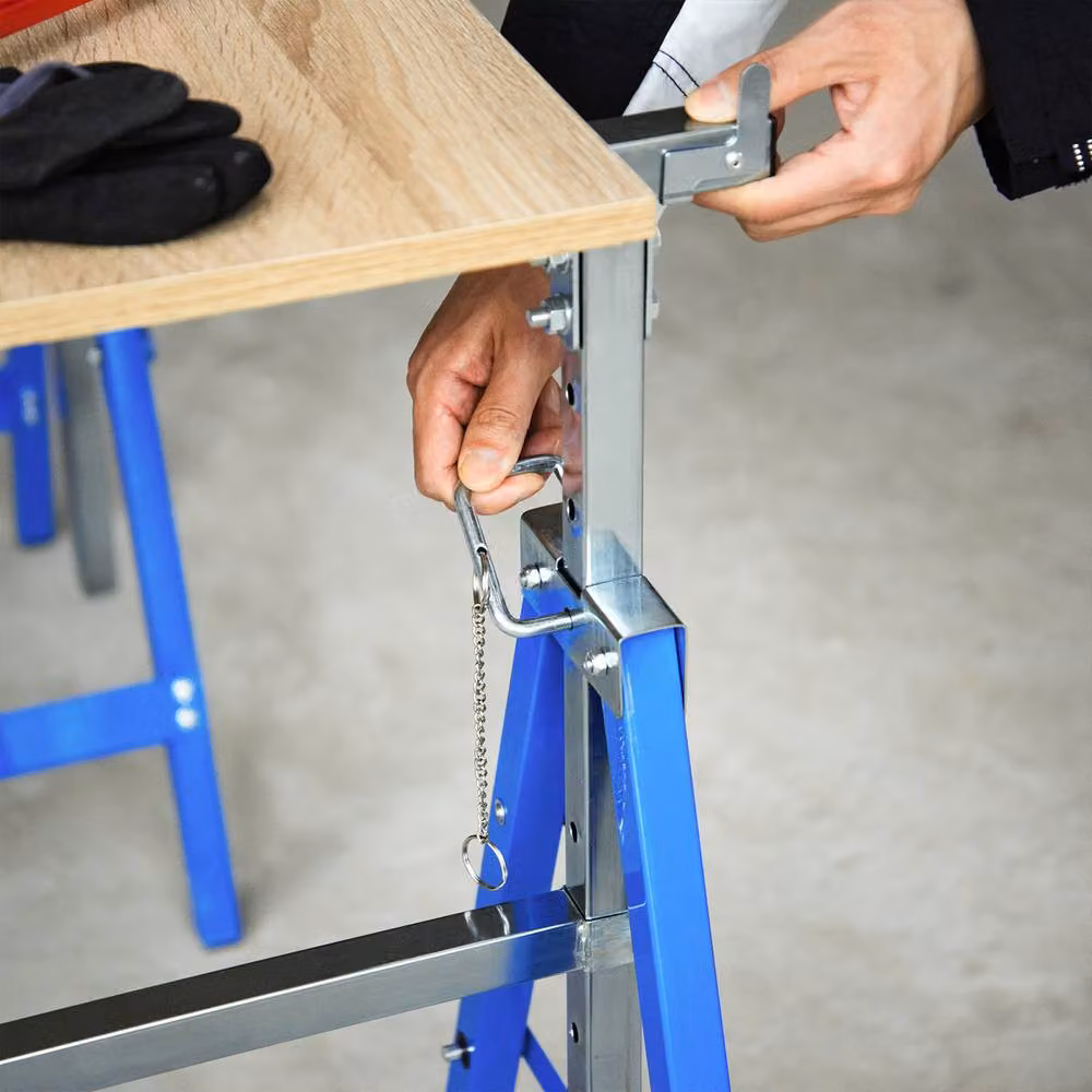 STILVORA Set of 2 Adjustable Steel Saw Horses in Blue – 5