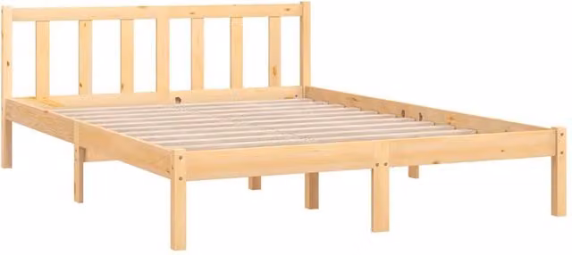 Berkfield Home Modern Solid Pinewood Bed Frame, Beige, W: 160 cm, L: 200 cm, H: 69.5 cm
