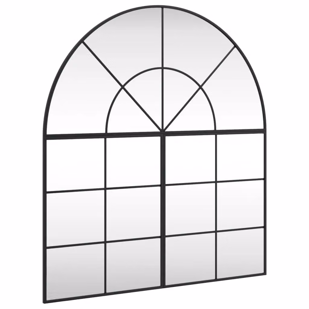 Berkfield Home Minimalist Black Metal and Glass Wall Mirror W: 100 cm, H: 110 cm – 2