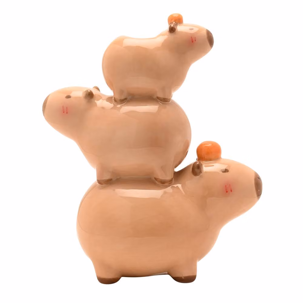 The Feel Good Club Capybara Stack Ceramic Vase in Brown – 2