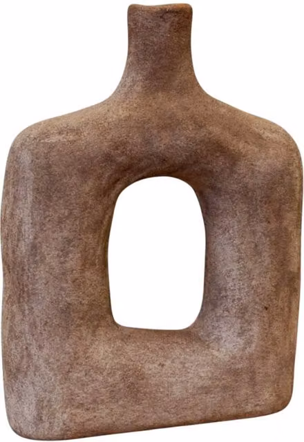 Four Candle Brown Textured Sculptured Ceramic Vase, H 31.0 cm x W 8.0 cm x D 23.0 cm