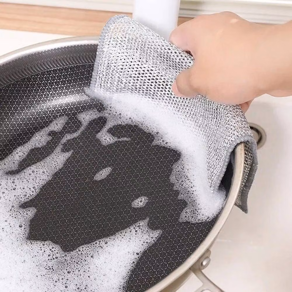 PAWNORA 5 Pack Non Scratch Grey Wire Dishcloths for Wet and Dry Dishwashing – 4