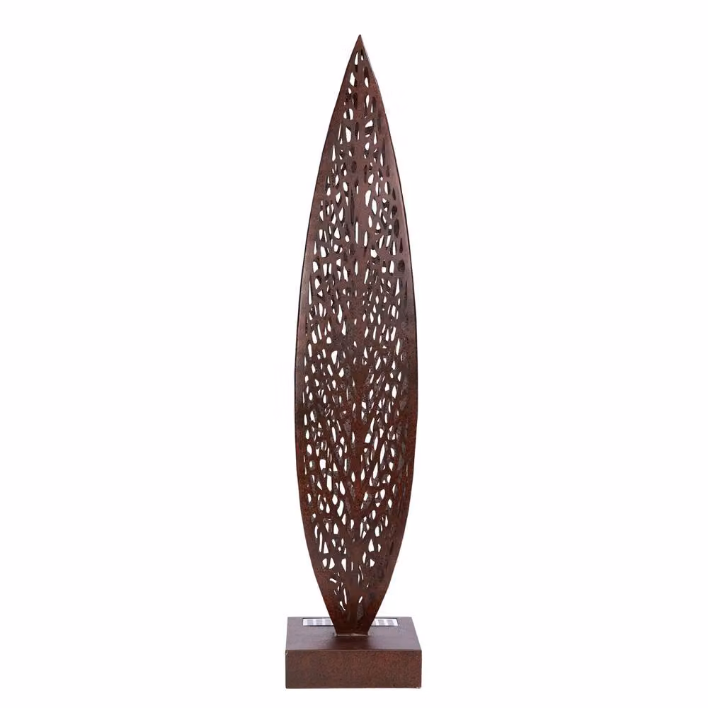 Libra Interiors Rustica Leaf Abstract Outdoor Metal Sculpture in Bronze – 2