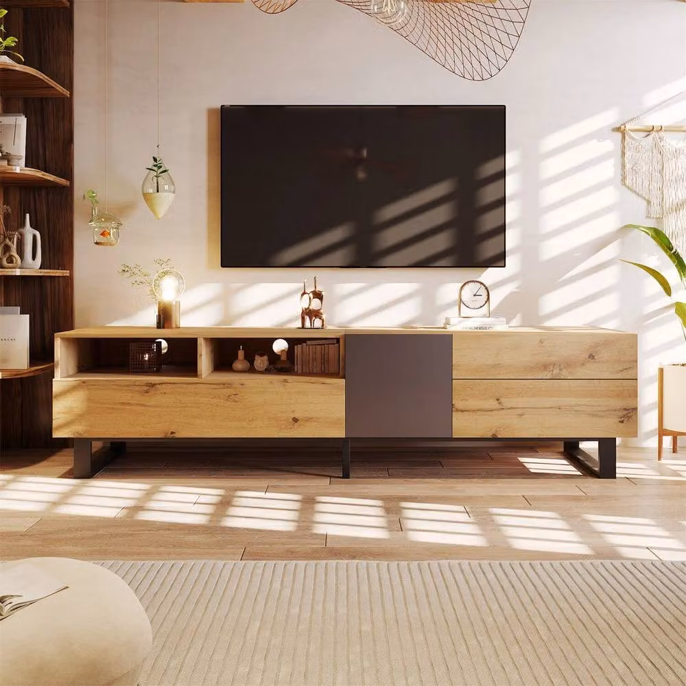 FORGEVIO Minimalist TV Cabinet Stand and Entertainment Storage Unit in Brown, Black or Beige – 5