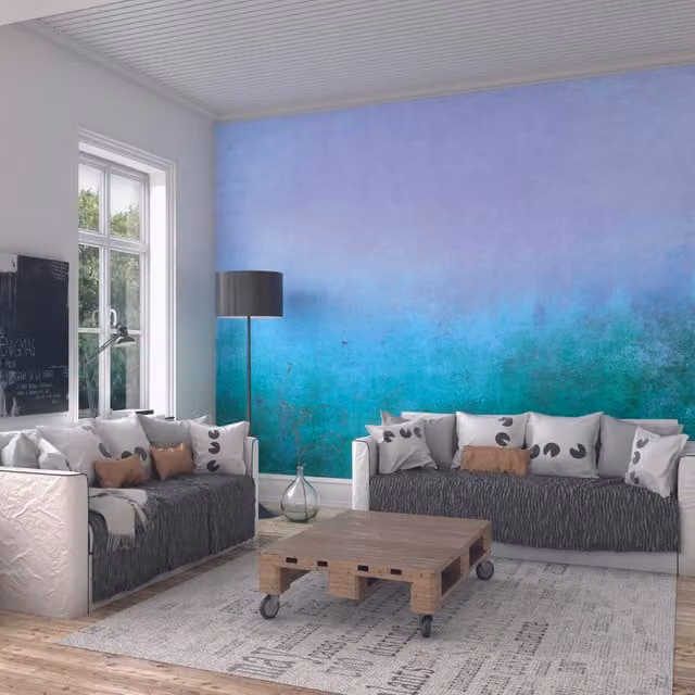 Origin Murals Teal Blue Ombre Gradient Abstract Wall Mural