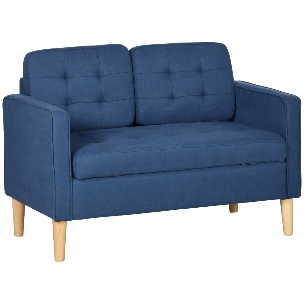 Wyld Haus Vanasu Blue Compact 2 Seater Loveseat with Tufted Seat and Hidden Storage – 2