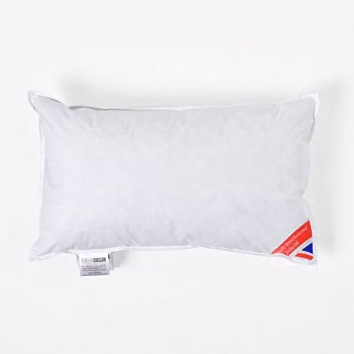 Homescapes Duck Down and Feather Cushion Pad Insert, White, W/D/H: 50 x 30 x 3 cm
