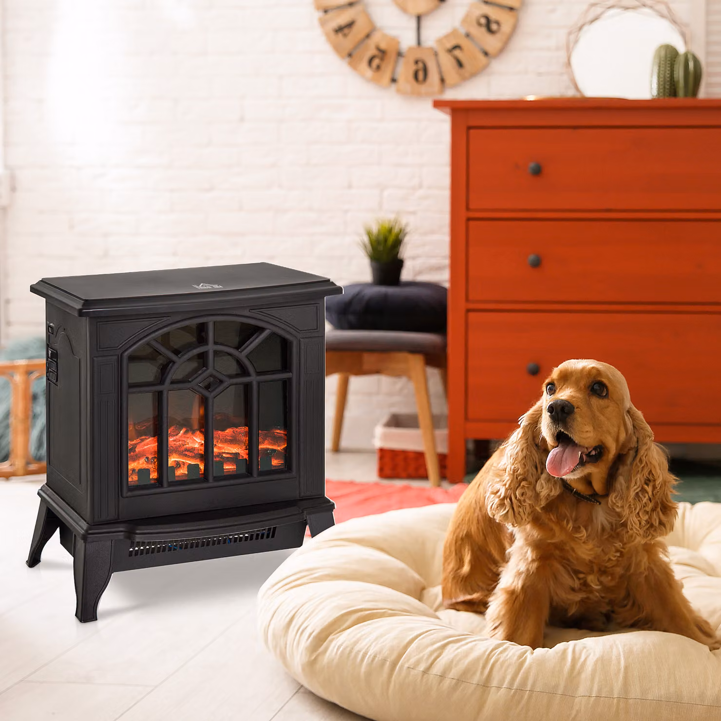 HOMCOM Black Metal Electric Heater with 2000W Power Output – 6