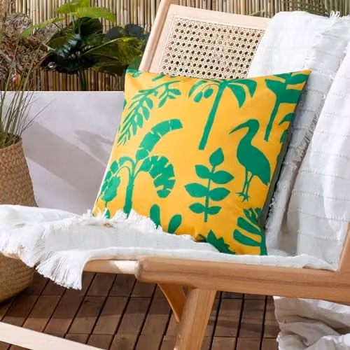 Marula Tropical Floral Outdoor Cushion, Petrol and Turquoise, W/D/H: 43 x 43 x 43 cm – 1