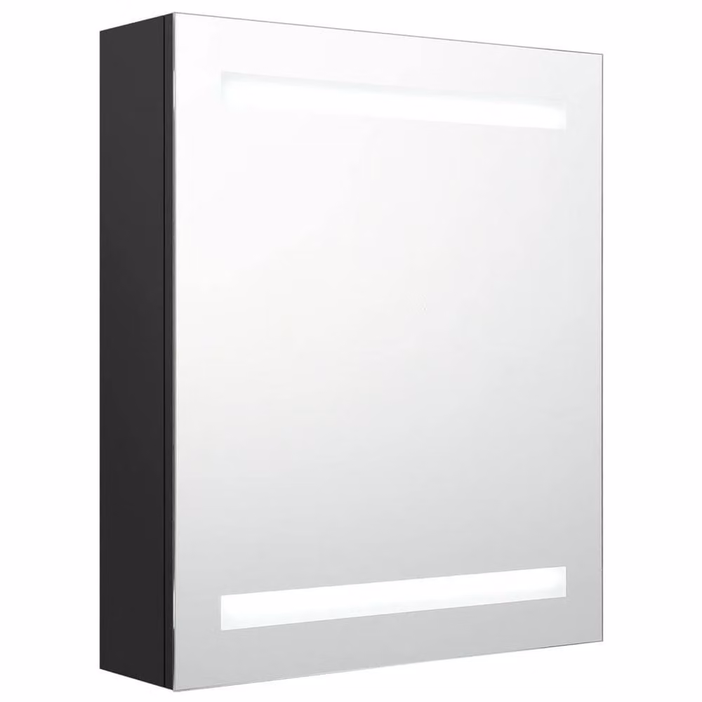 Berkfield Home LED Bathroom Mirror Cabinet in Matt Black, W/D/H: 50 x 14 x 60 cm – 3