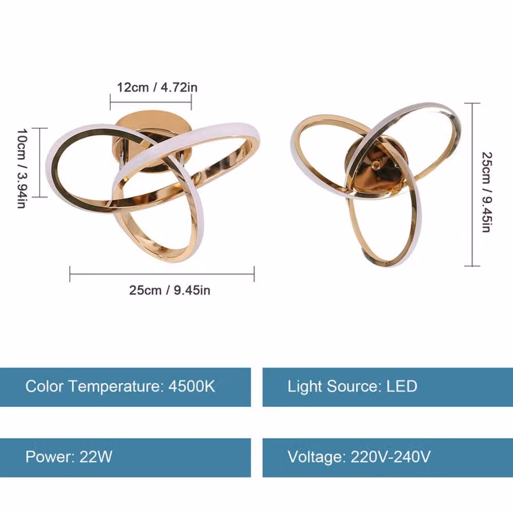 COMELY 22W Modern LED Ceiling Light in Gold/Brass – 3