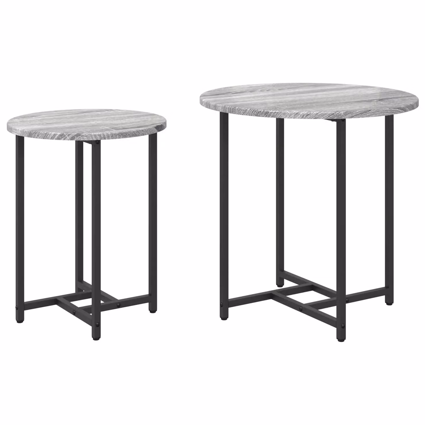 Berkfield Home Set of 2 Grey Sonoma Round Nested Side Tables with Metal Legs – 2