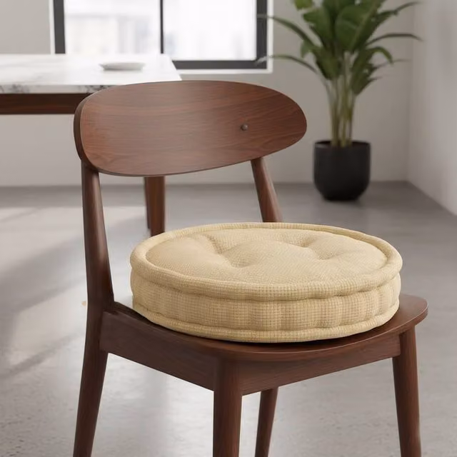 Snug City Teddy Fabric Round Booster Cushion in Beige, W/D/H: 45 x 45 x 45 cm – 1