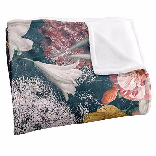 Reinders Floral White Lion Super Soft Fleece Throw Blanket, Multicolour, W/D/H: 152 x 127 cm – 2