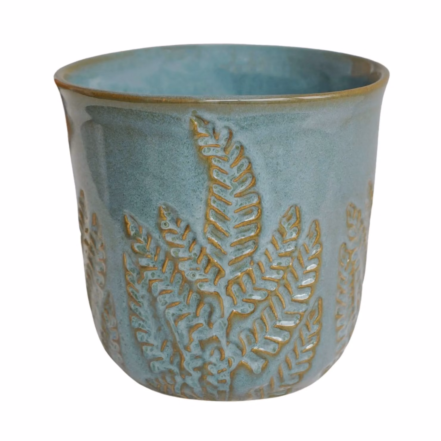 Royal Botanic Gardens Kew Embossed Fern Teal Ceramic Planter, H17 x D18 cm – 2