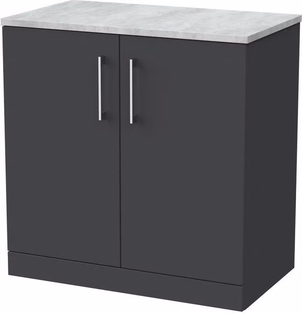 Balterley Pershall 2 Door Bathroom Vanity with Bellato Top, Dark Grey, Width: 80 cm