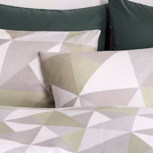 OHS Reversible Geometric Microfibre Duvet Cover Set with Pillowcases, Green, W/D/H: 230 x 220 x 180 cm – 3