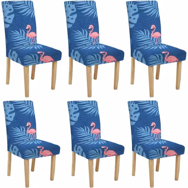 Roseley Blue Graphic Pattern Stretch Dining Chair Covers, Set of 6